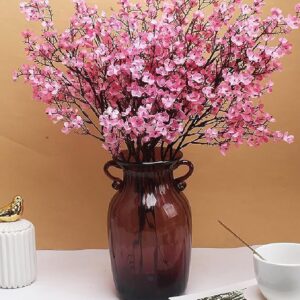 TIED RIBBONS Pack of 5 Artificial Baby Breath Gypsophila Flowers Bunches for Vase Pot Home Decoration (Pink) for Home Decor Living Room Side Table Centerpiece (Vase not Included) Silk